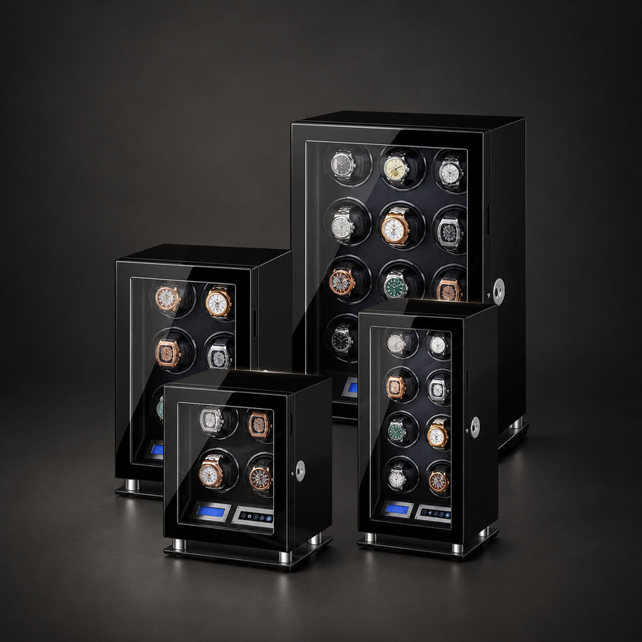 Meridian | Automatic Watch Winder Safe, Fingerprint Lock, 3 to 12 Watches